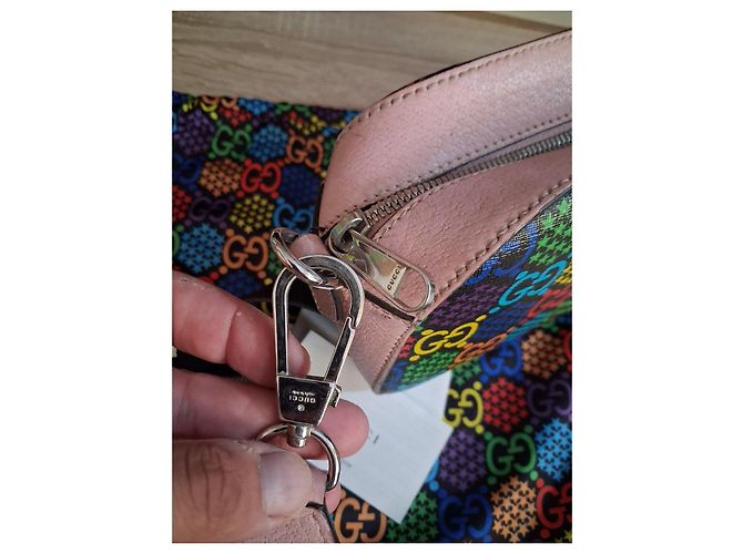 Gucci Borsa a Tracolla GG Supreme Arcobaleno Rosa Multicolore - vista 14