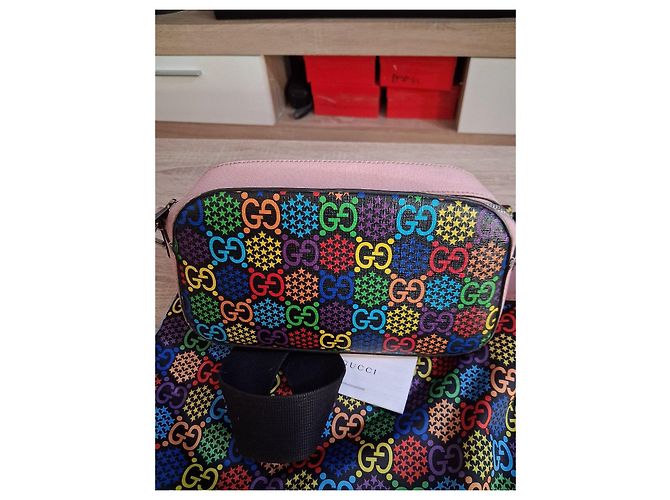 Gucci Borsa a Tracolla GG Supreme Arcobaleno Rosa Multicolore - vista 3