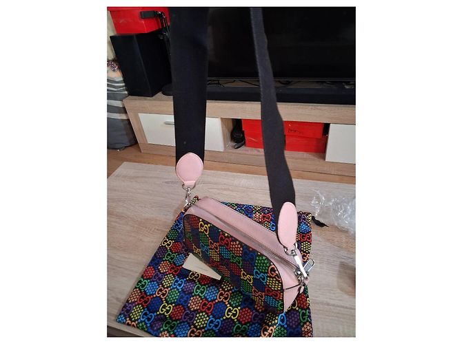 Gucci Borsa a Tracolla GG Supreme Arcobaleno Rosa Multicolore - vista 6