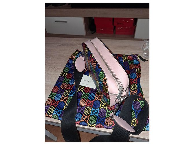 Gucci Borsa a Tracolla GG Supreme Arcobaleno Rosa Multicolore - vista 7