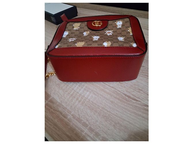 Gucci x Doraemon GG Supreme Canvas and Red Leather Crossbody Bag Brown - view 11
