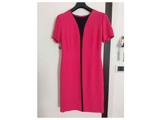 Gianni Versace Vestido tubinho fúcsia com detalhe preto Fuschia - vista 2
