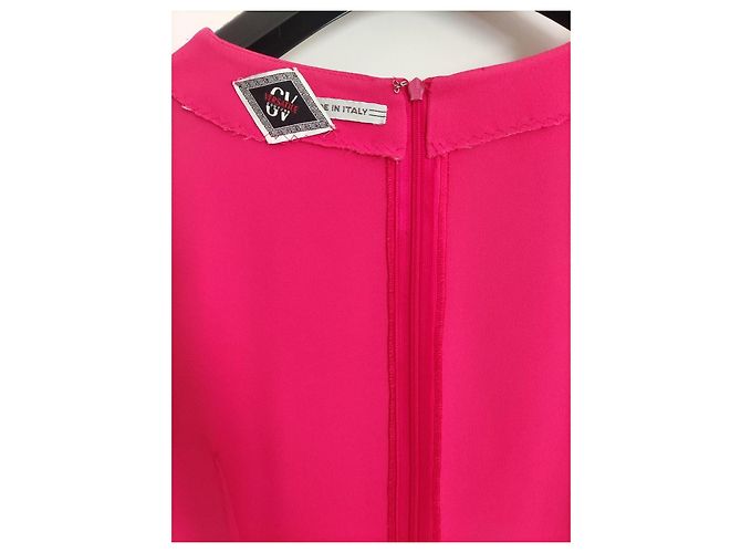 Gianni Versace Vestido tubinho fúcsia com detalhe preto Fuschia - vista 4
