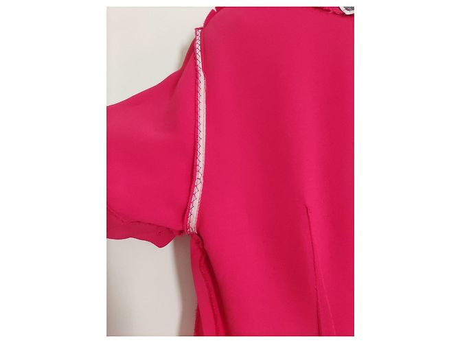 Gianni Versace Vestido tubinho fúcsia com detalhe preto Fuschia - vista 5