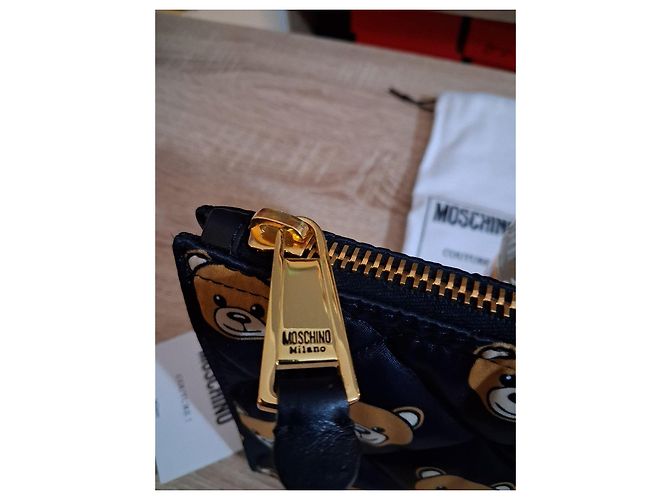 Moschino Teddy Bear gesteppte Leder-Pochette Schwarz - Ansicht 7