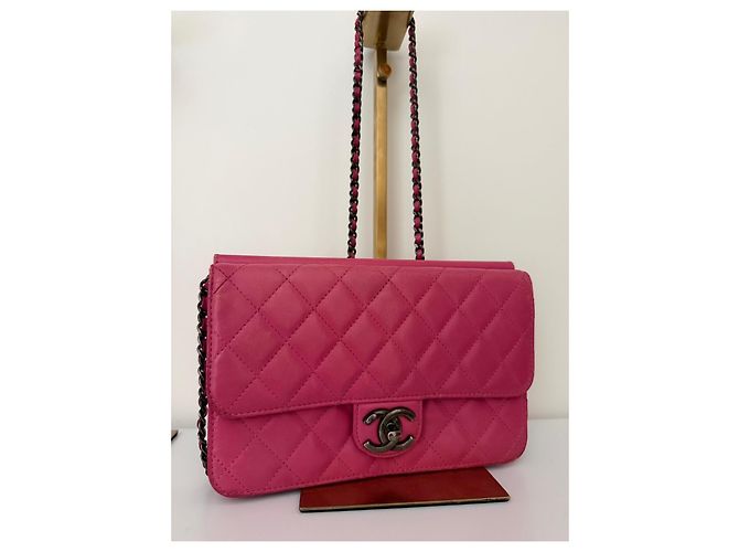 Chanel Classic Flap in pelle di agnello rosa - vista 7