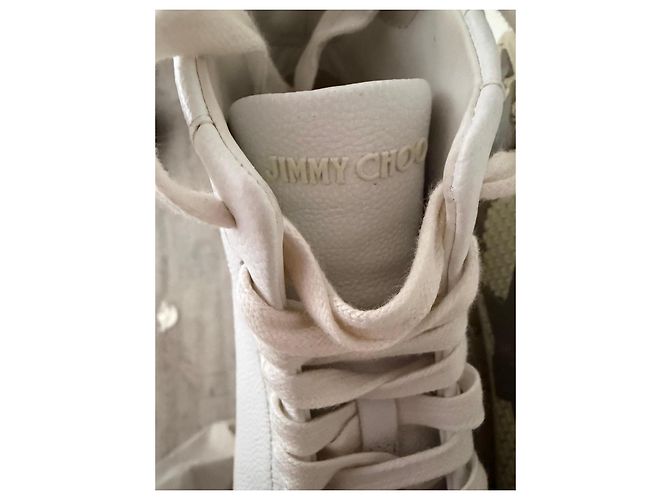 Jimmy Choo Sneakers high-top in pelle bianca Bianco - vista 2