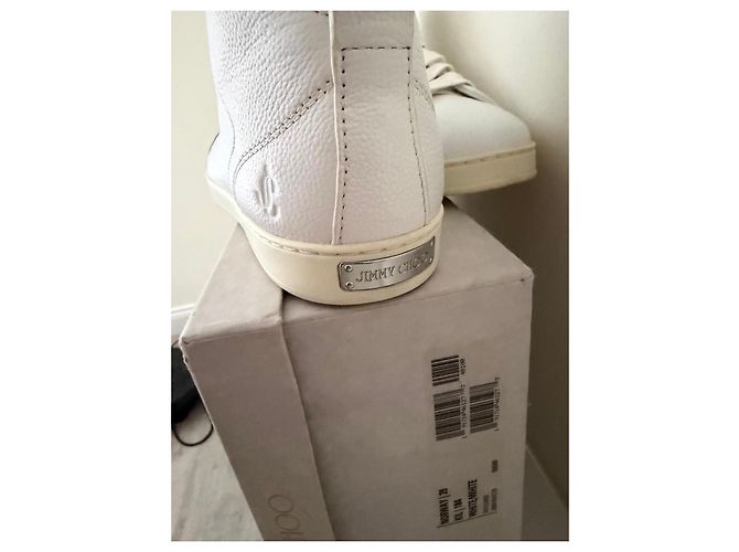 Jimmy Choo Sneakers high-top in pelle bianca Bianco - vista 5