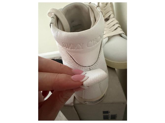 Jimmy Choo Sneakers high-top in pelle bianca Bianco - vista 6