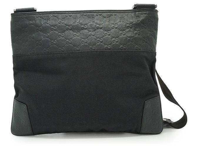 Gucci Borsa a tracolla in nylon e pelle con monogramma GG nero - vista 3