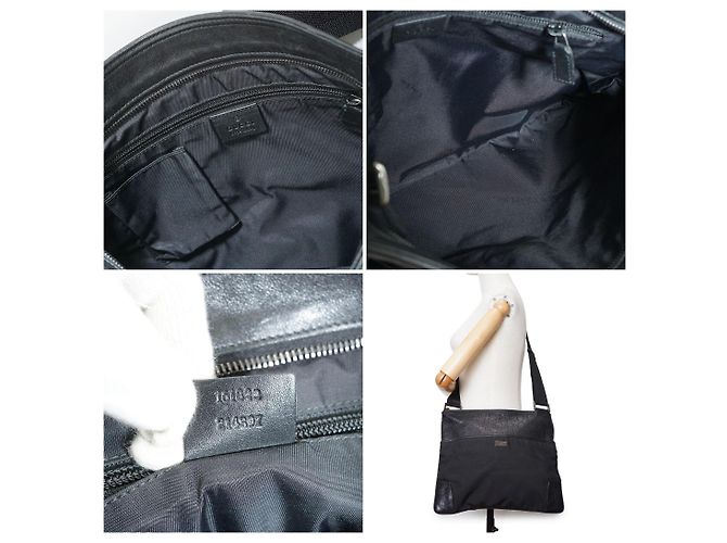Gucci Borsa a tracolla in nylon e pelle con monogramma GG nero - vista 6