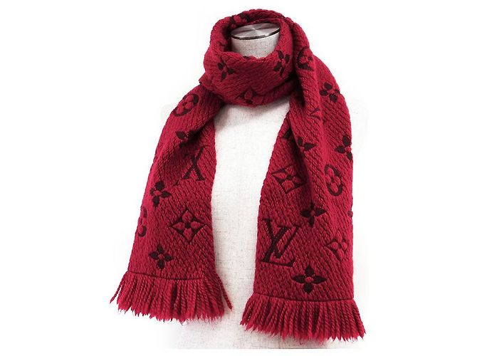 Sciarpa Louis Vuitton Logomania Monogram in lana e seta Rosso - vista 2