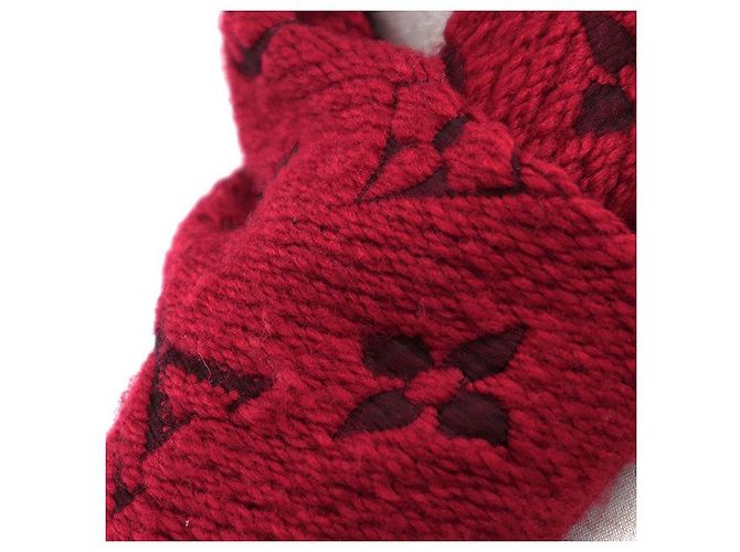 Sciarpa Louis Vuitton Logomania Monogram in lana e seta Rosso - vista 3