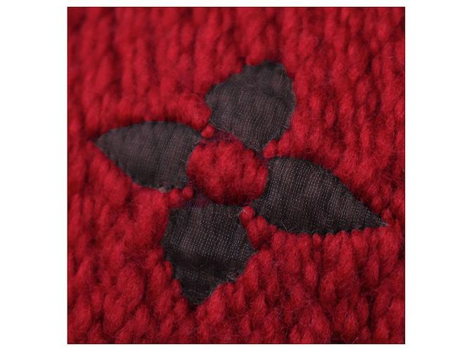 Sciarpa Louis Vuitton Logomania Monogram in lana e seta Rosso - vista 7