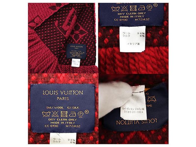 Sciarpa Louis Vuitton Logomania Monogram in lana e seta Rosso - vista 9