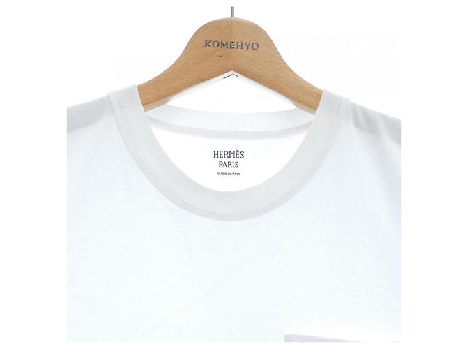 Vestido Hermès con bolsillo bordado de algodón 38 Blanco - vista 5