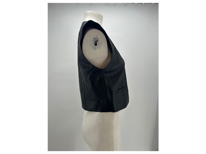 Massimo Dutti Lederjacke Schwarz - Ansicht 3