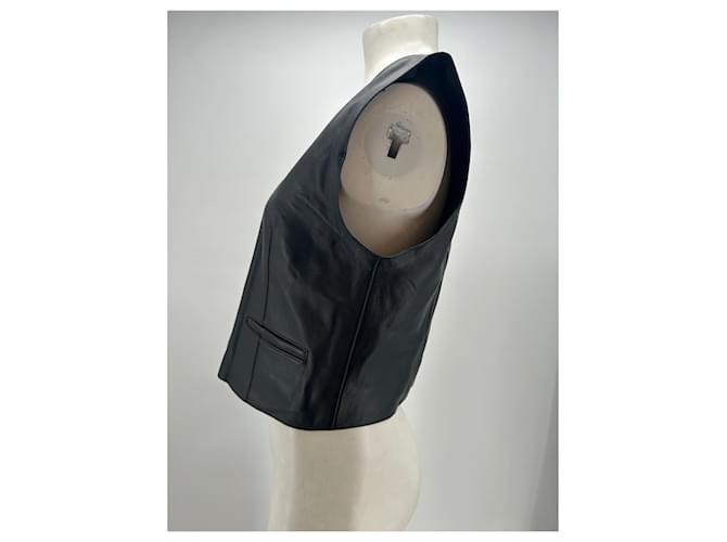 Massimo Dutti Lederjacke Schwarz - Ansicht 4