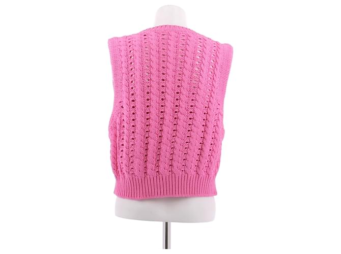 Ganni Ärmelloser Strickpullover in Rosa Pink - Ansicht 2