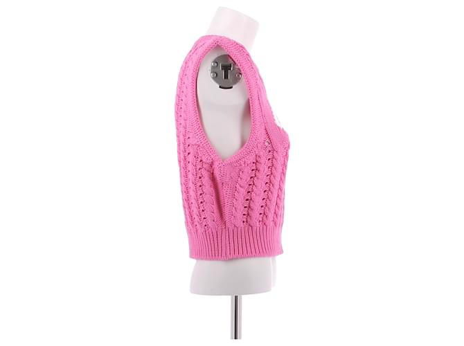 Ganni Ärmelloser Strickpullover in Rosa Pink - Ansicht 3