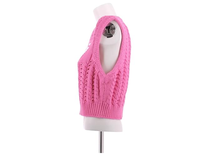 Ganni Ärmelloser Strickpullover in Rosa Pink - Ansicht 4