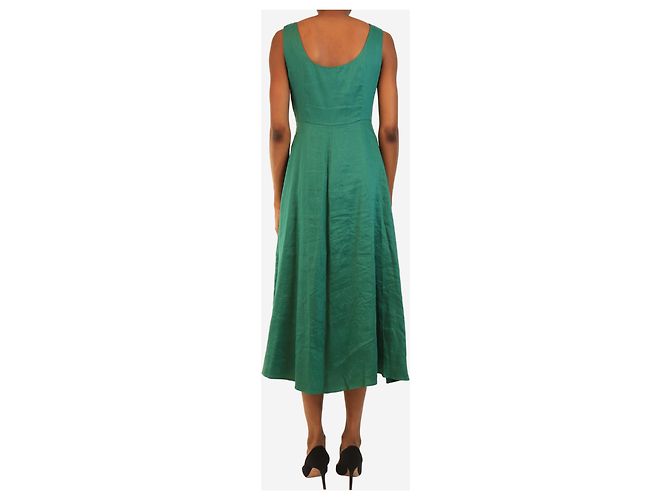 Weekend Max Mara Vestido lencero sin mangas de mezcla de lino verde - talla UK 4 - vista 2
