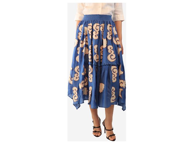 Autre Marque Falda midi estampada azul - talla S - vista 2