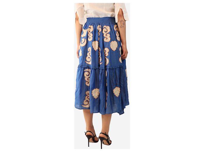 Autre Marque Falda midi estampada azul - talla S - vista 3