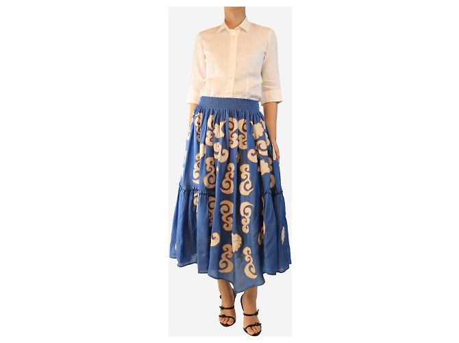 Autre Marque Falda midi estampada azul - talla S - vista 4