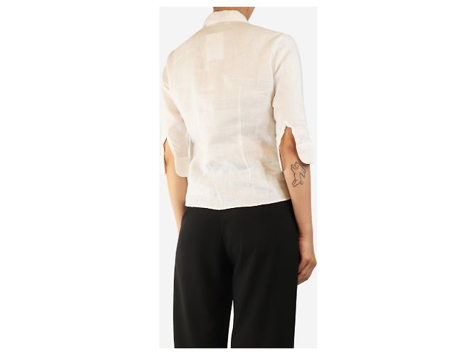 Autre Marque Weiße Leinenbluse - Größe UK 10 - Ansicht 2