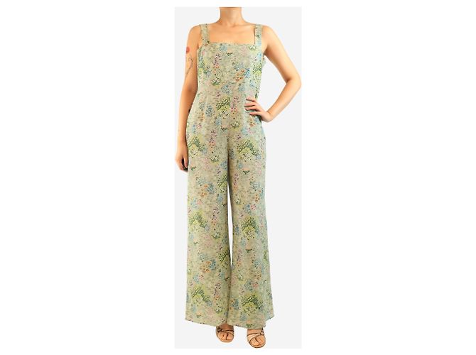 Valentino Macacão de seda sem mangas com estampa floral verde - tamanho UK 10 - vista 4