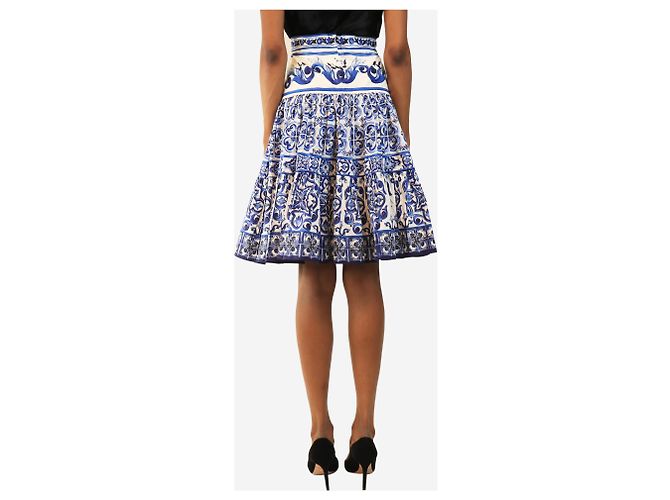 Dolce & Gabbana Blauer gemusterter Knie-langer Rock - Größe XS - Ansicht 3