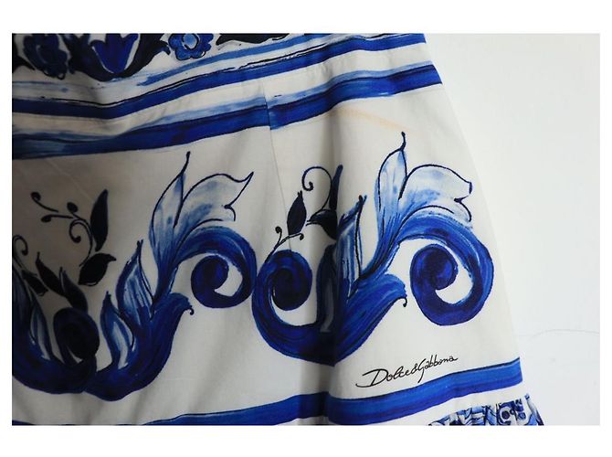 Dolce & Gabbana Blauer gemusterter Knie-langer Rock - Größe XS - Ansicht 4