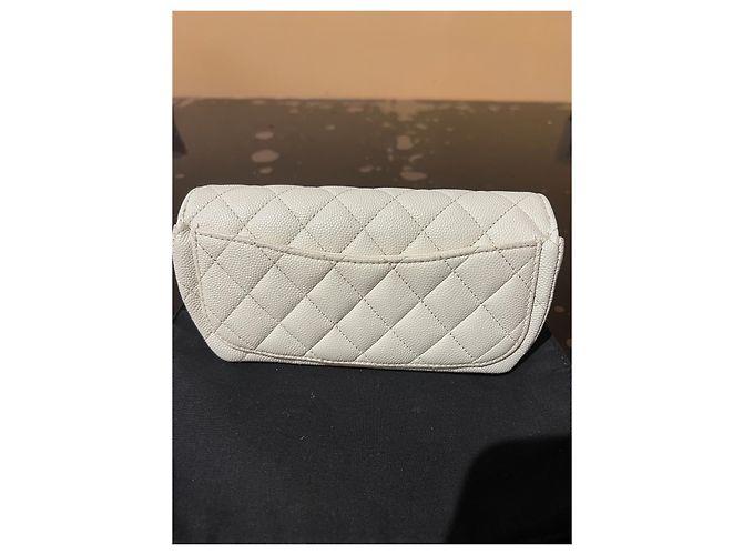 Wallet On Chain Chanel Classic Caviar Leather Glasses Case with Chain - White - view 4