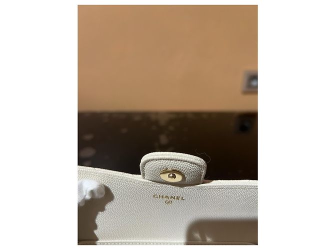 Wallet On Chain Chanel Classic Caviar Leather Glasses Case with Chain - White - view 8