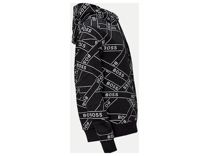 Hugo Boss Kapuzenpullover mit Allover-Logo Schwarz - Ansicht 2