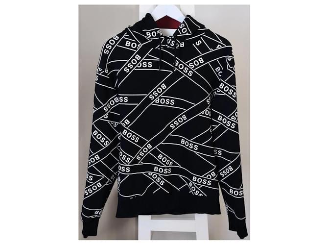 Hugo Boss Kapuzenpullover mit Allover-Logo Schwarz - Ansicht 4