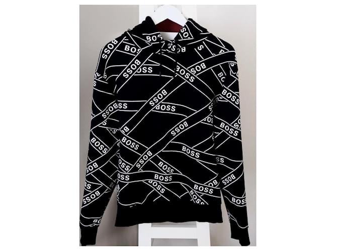 Hugo Boss Kapuzenpullover mit Allover-Logo Schwarz - Ansicht 5