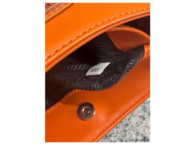 Prada Borsa a tracolla in pelle arancione Marrone Monogramma - vista 10