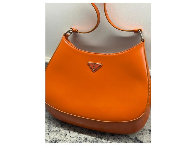Prada Borsa a tracolla in pelle arancione Marrone Monogramma - vista 2