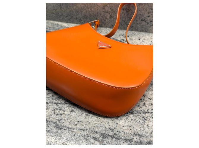 Prada Borsa a tracolla in pelle arancione Marrone Monogramma - vista 5