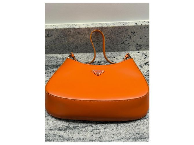 Prada Borsa a tracolla in pelle arancione Marrone Monogramma - vista 6