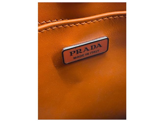Prada Borsa a tracolla in pelle arancione Marrone Monogramma - vista 9