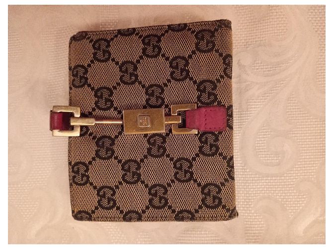 Cartera Gucci de lona monogram GG y piel burdeos Castaño - vista 11