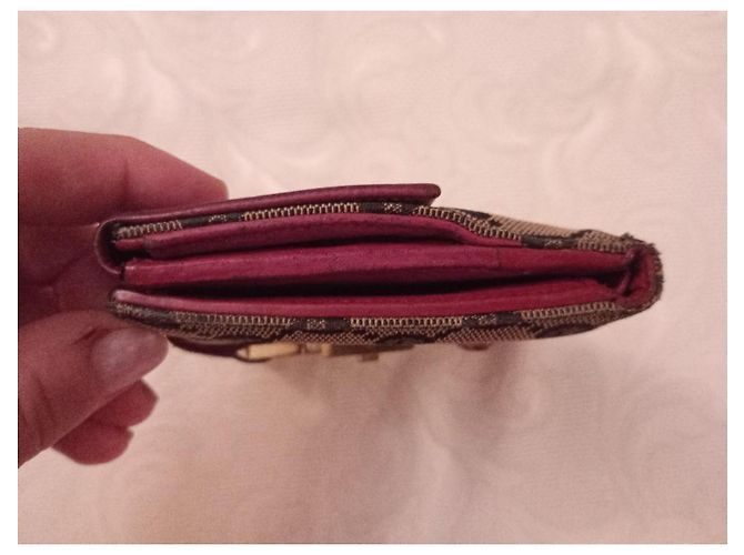 Cartera Gucci de lona monogram GG y piel burdeos Castaño - vista 3