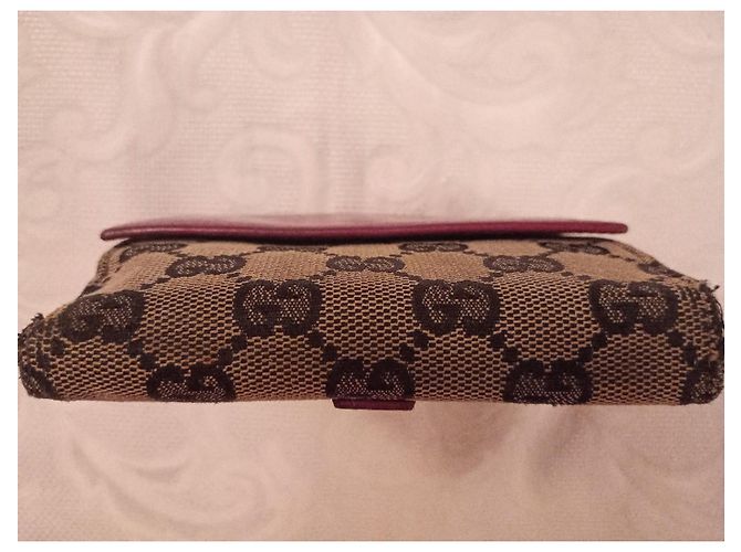 Cartera Gucci de lona monogram GG y piel burdeos Castaño - vista 5