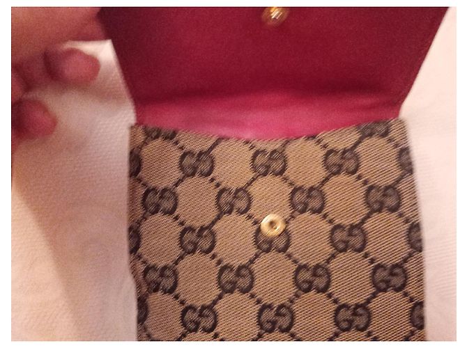 Cartera Gucci de lona monogram GG y piel burdeos Castaño - vista 7