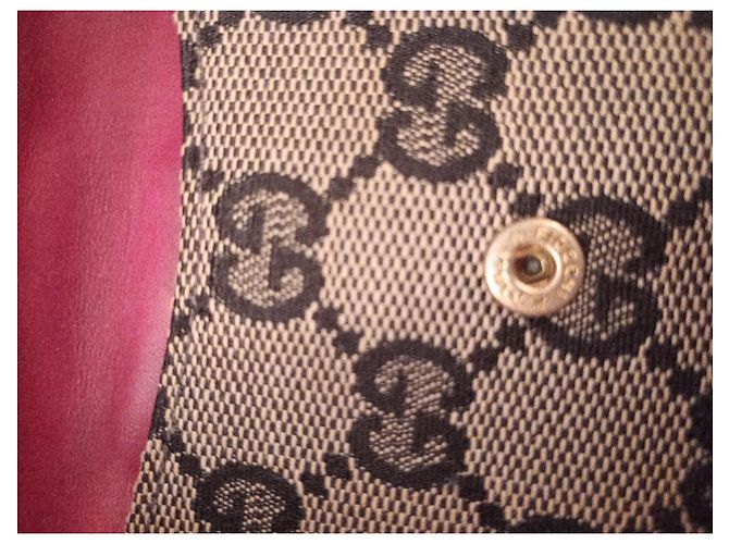 Cartera Gucci de lona monogram GG y piel burdeos Castaño - vista 8