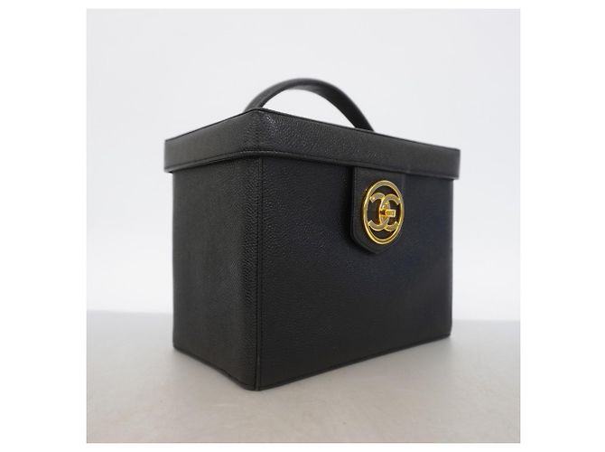 Vanity Beauty case in pelle di vitello martellata nera Chanel Nero - vista 2