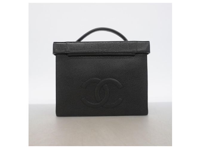 Vanity Beauty case in pelle di vitello martellata nera Chanel Nero - vista 9